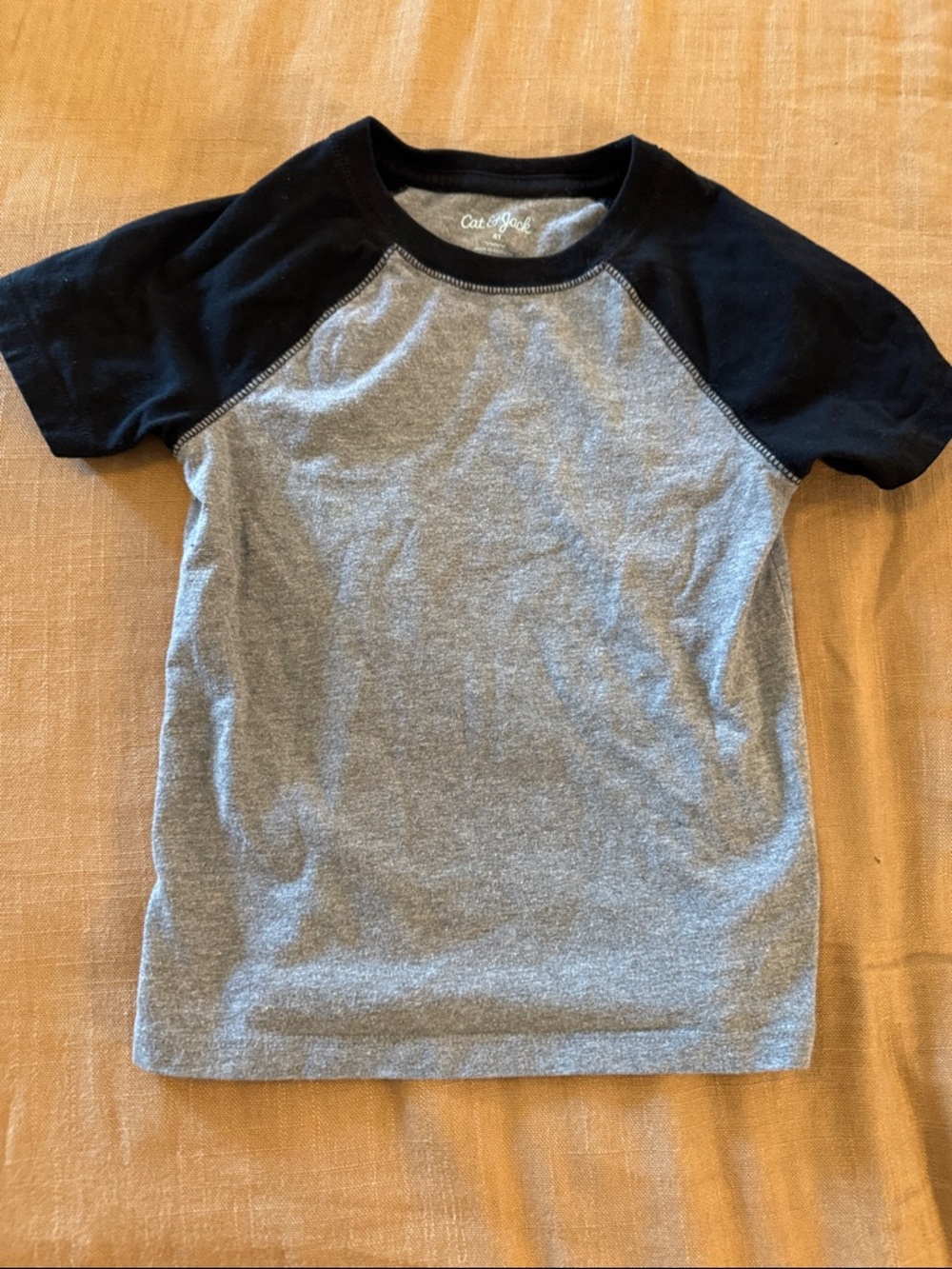 Cat & Jack Gray and Black Raglan Short Sleeve Tee